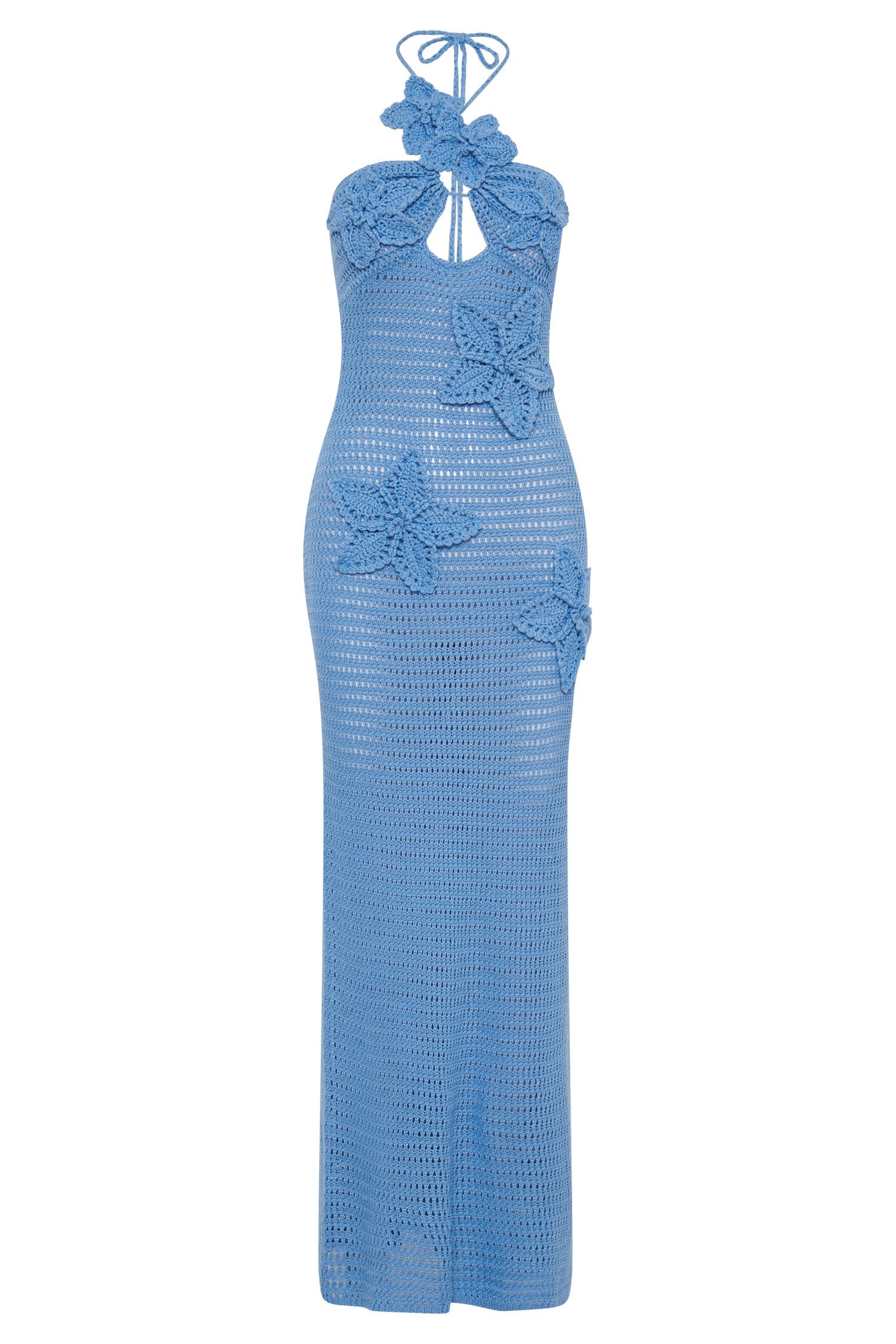 Vestido longo de crochê com apliques florais Beverly
