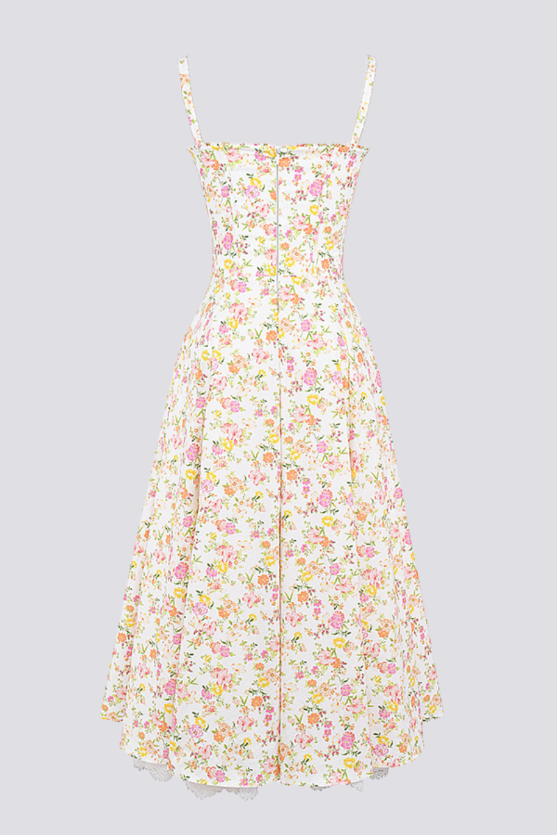 Vestido maxi floral franzido Athenais