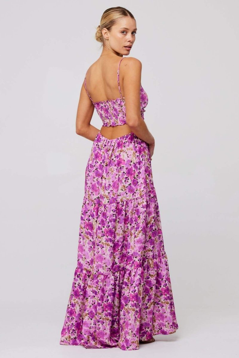 Vestido longo com recorte estampado Beverly