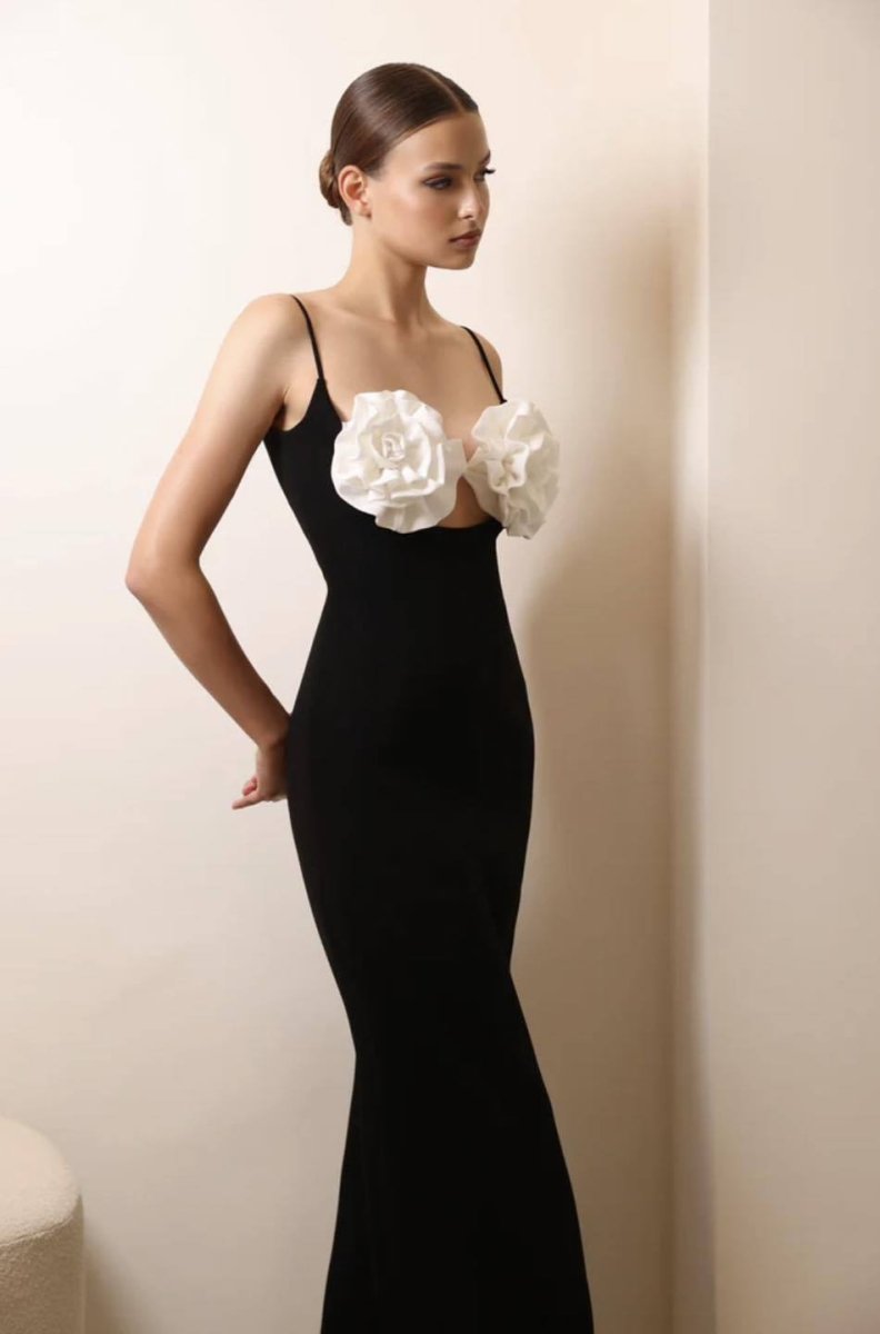 Vestido longo com faixa floral Emily