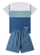 Conjunto Verão Menino Infantil Branco Camiseta e Bermuda Recortes