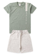 Conjunto Verão Menino Infantil Verde Camiseta e Bermuda Básico