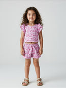 Conjunto Bebê Cropped/Short Menina Verão   Rosa