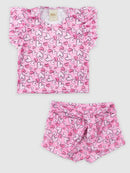 Conjunto Bebê Cropped/Short Menina Verão   Rosa