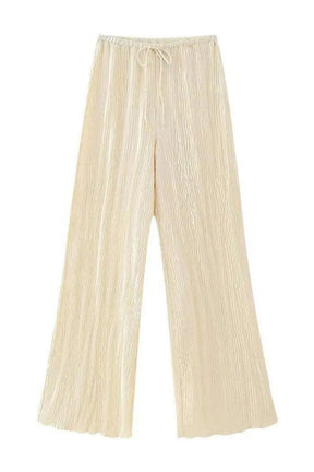 Sem mangas halter top cintura alta casual calças largas terno