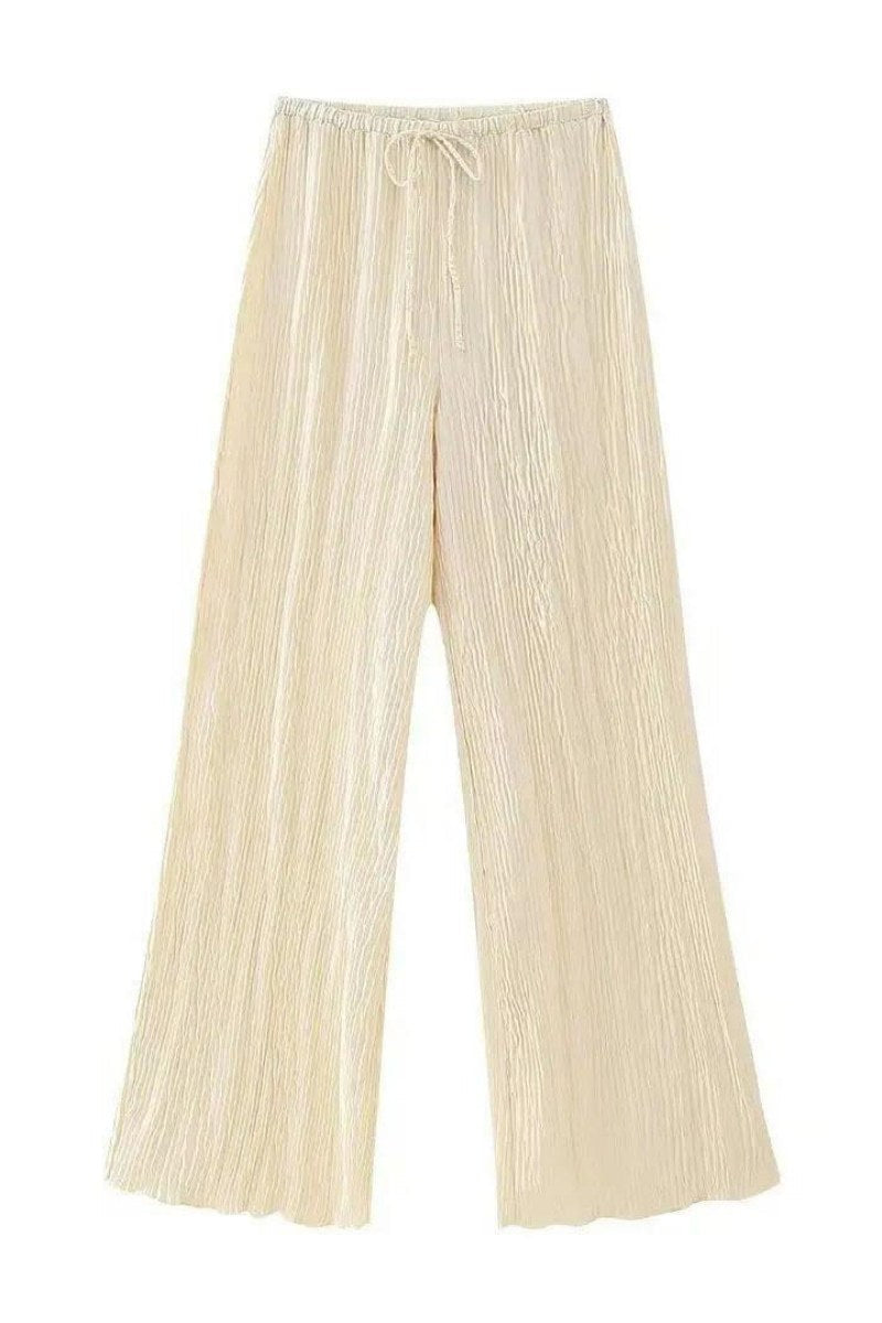 Sem mangas halter top cintura alta casual calças largas terno