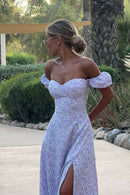 Vestido longo com estampa floral Alison e decote em U