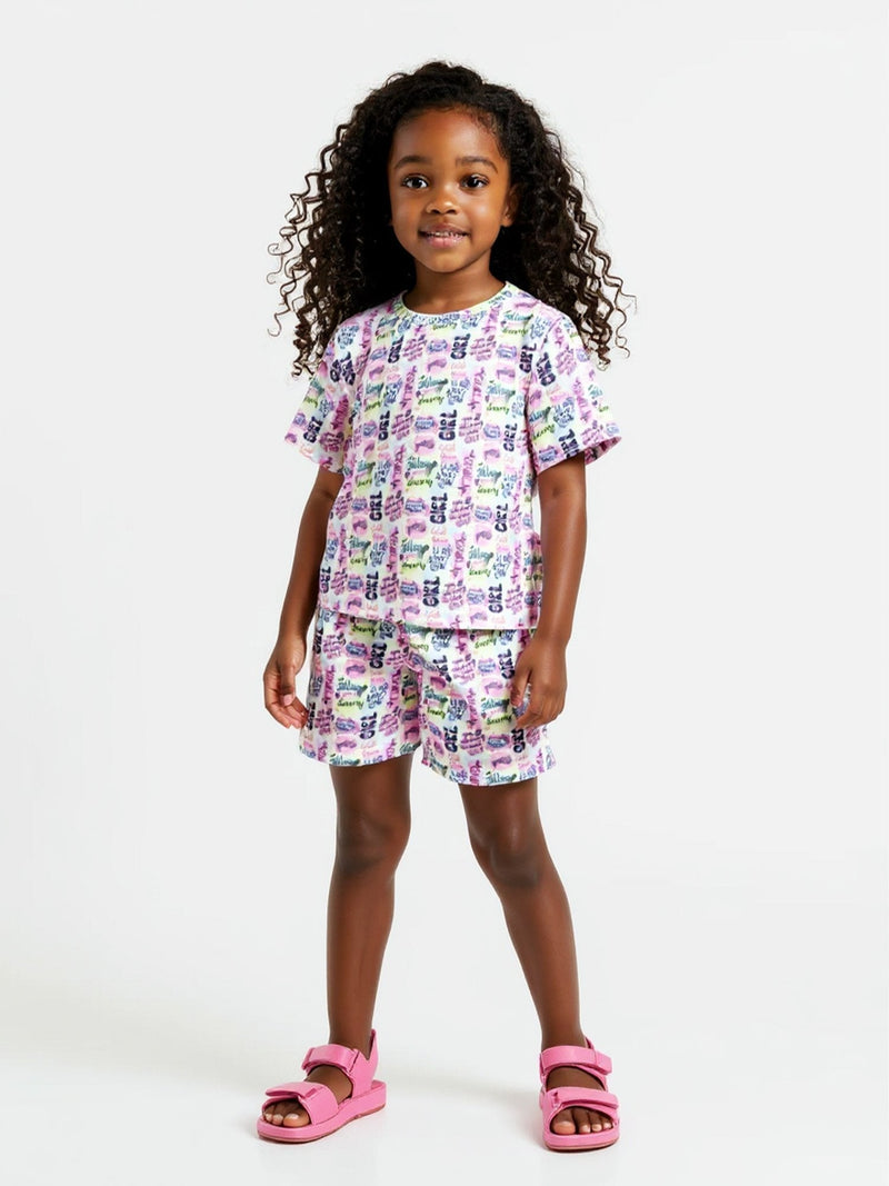 Conjunto Infantil Cropped/Short Menina Verão   Amarelo Bege