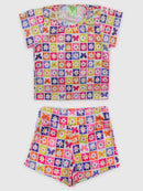 Conjunto Infantil Cropped/Short Menina Verão  Branco