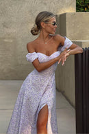 Vestido longo com estampa floral Alison e decote em U