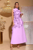 Vestido longo sem mangas com flores Ethel