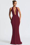 Halter Deep V Mermaid Maxi Dress