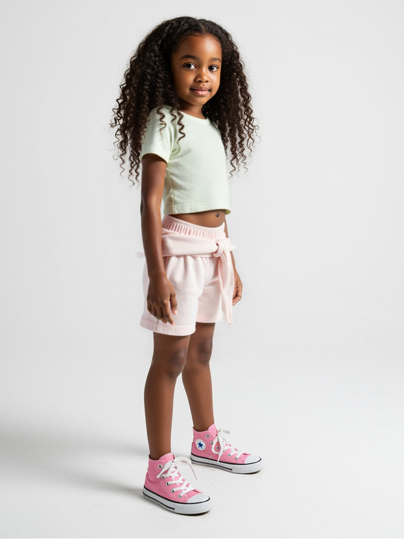 Conjunto Infantil Cropped/Short Menina Verão  Off White