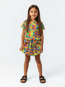 Conjunto Infantil Cropped/Short Menina Verão  Laranja