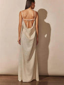 Celeste V-neck Flower High Slit Maxi Dress