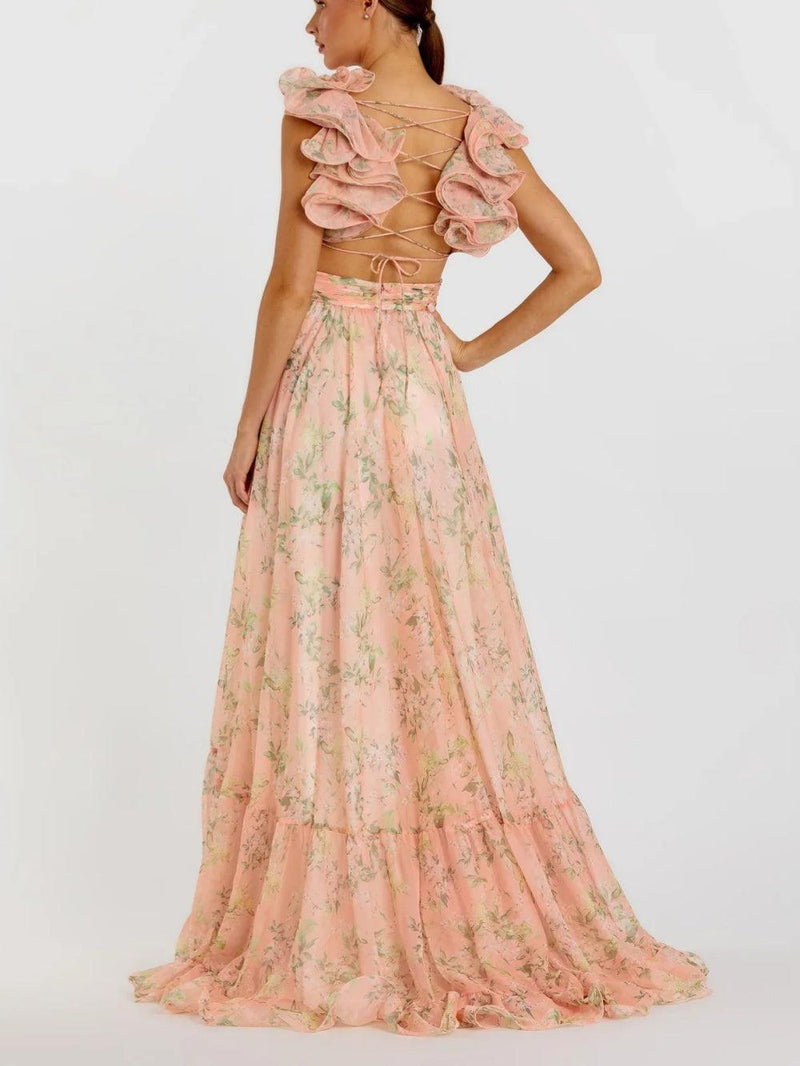 Backless printed maxi dress