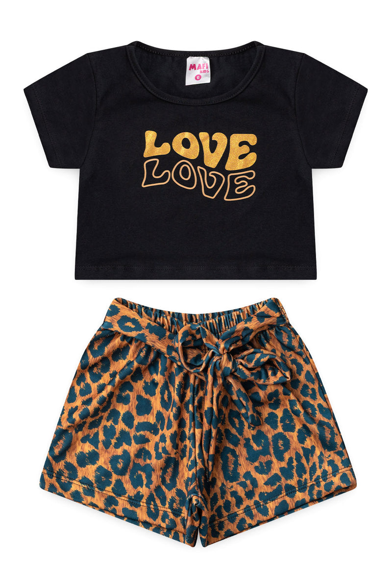 Conjunto Infantil Menina Verão - Mafi Kids Preto