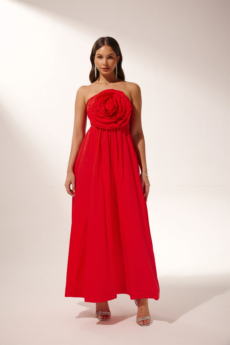 Vestido longo sem alças Frederica Flower