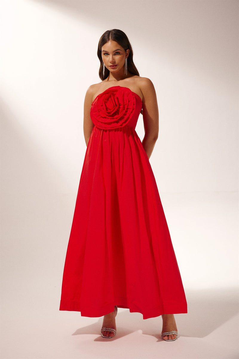 Vestido longo sem alças Frederica Flower