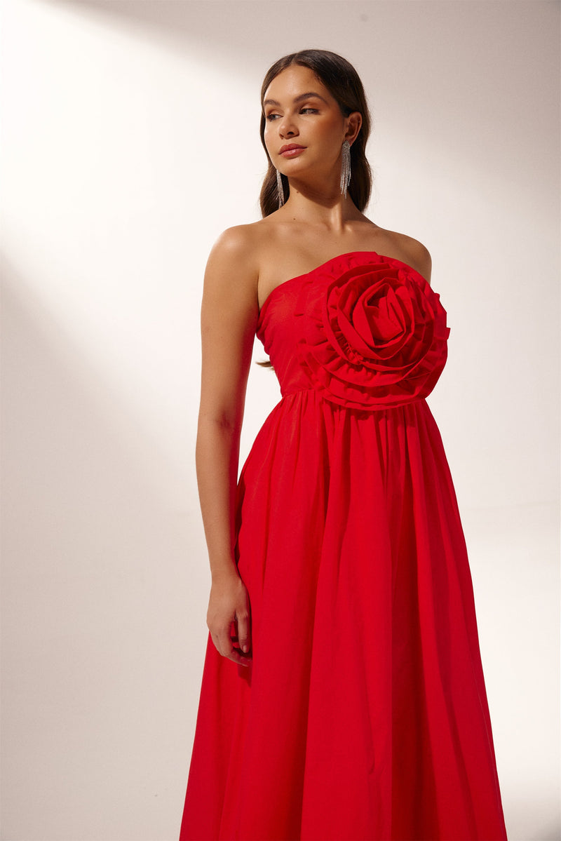 Vestido longo sem alças Frederica Flower