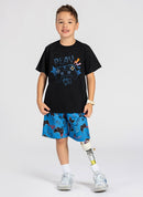 Conjunto Verão Menino Preto Camiseta e Bermuda Play
