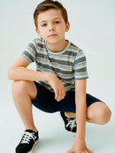 Conjunto Infantil Camiseta/Bermuda Masculino Verão  Grafite