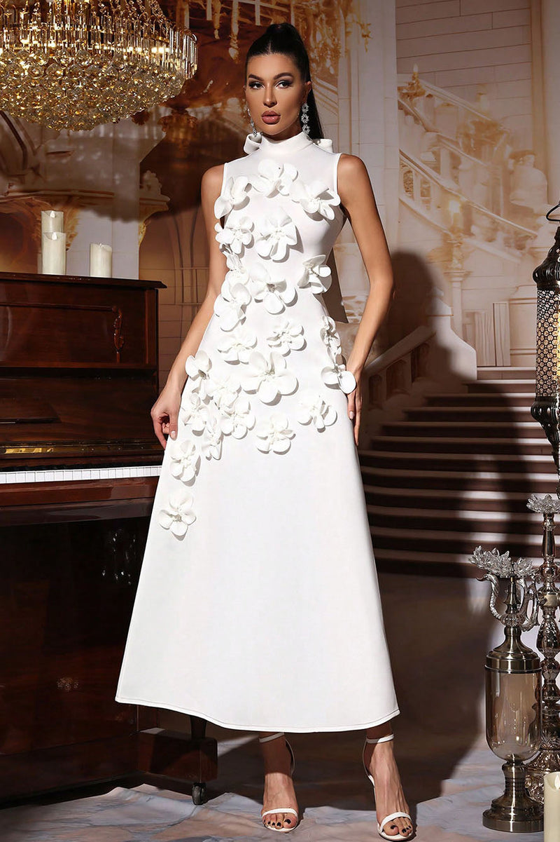 Vestido longo sem mangas com flores Ethel