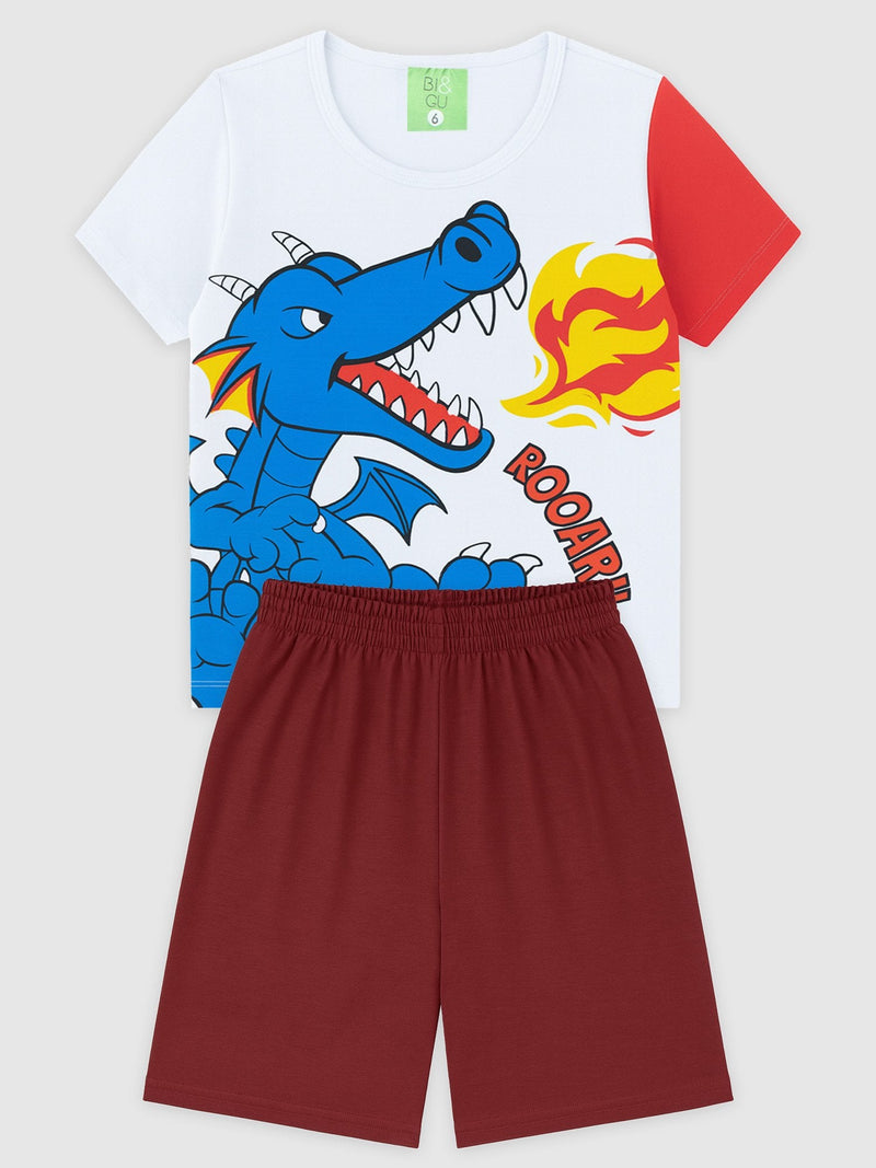 Conjunto Infantil Camiseta /Bermuda Menino verão  Branco
