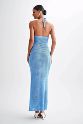 Vestido longo de crochê com apliques florais Beverly