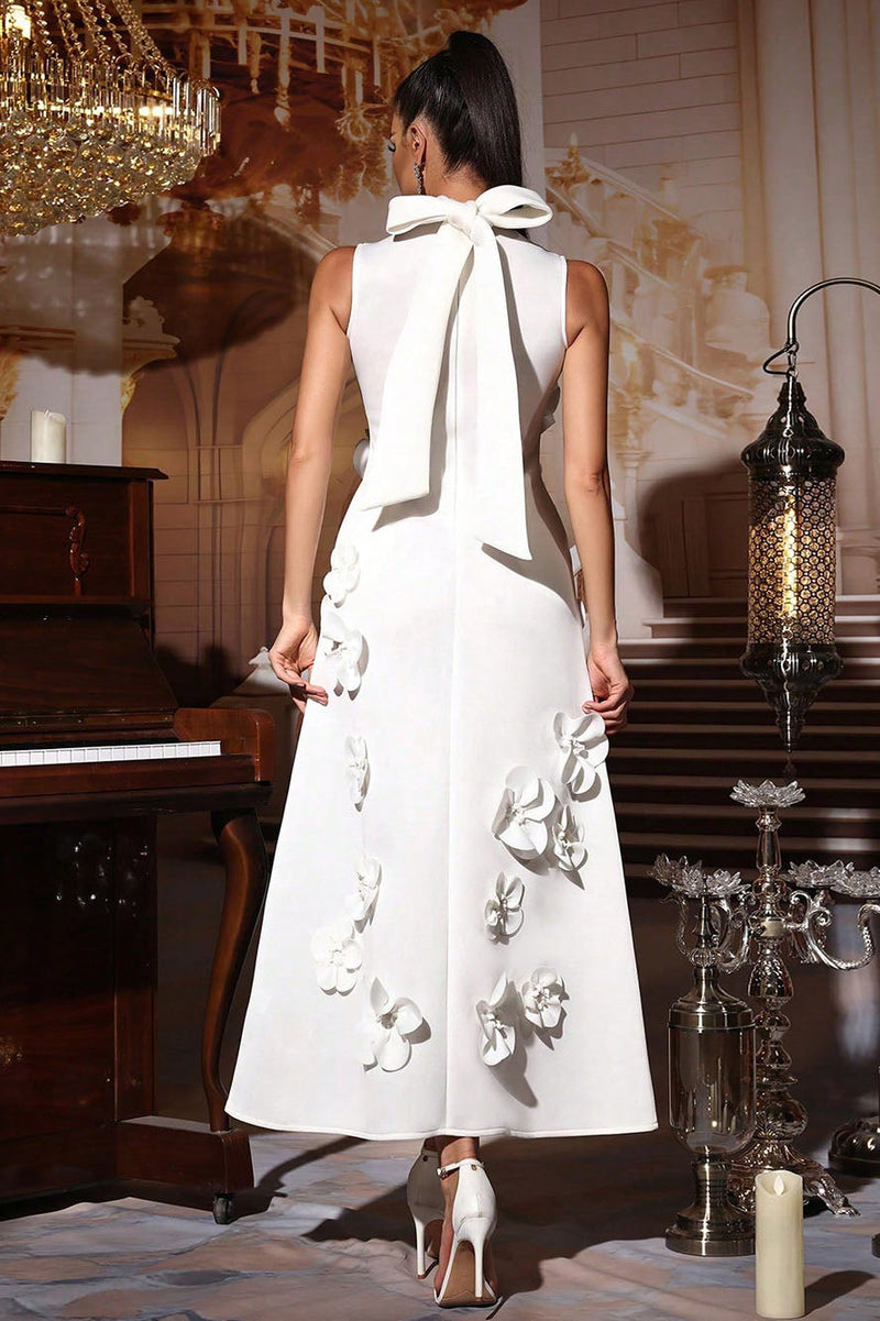 Vestido longo sem mangas com flores Ethel