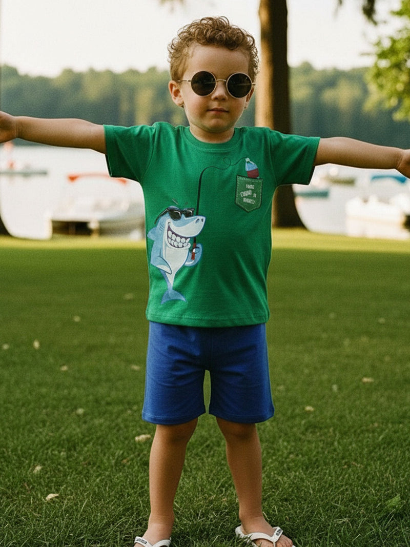 Conjunto Infantil Camiseta /Bermuda Menino verão  Verde