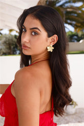 Brincos de flor favorita banhados a ouro 18k
