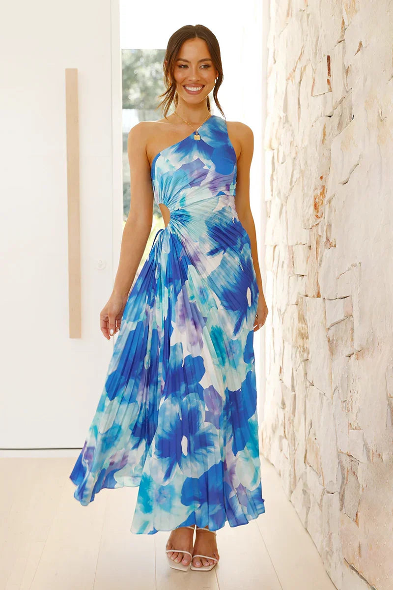 Vestido longo Laken - Floral azul