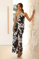Vestido longo Laken - Floral preto/branco