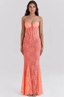 Fresh Orange Maxi Dress with Spaghetti Straps