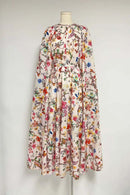 Vestido longo Nola com decote redondo e mangas compridas