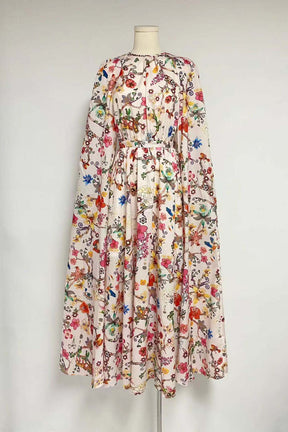 Vestido longo Nola com decote redondo e mangas compridas