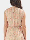 Elegant Tie-Drape Chiffon Print Midi Dress