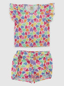 Conjunto Infantil Cropped/Short Menina Verão   Branco