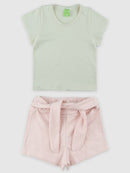 Conjunto Infantil Cropped/Short Menina Verão  Off White