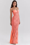 Fresh Orange Maxi Dress with Spaghetti Straps