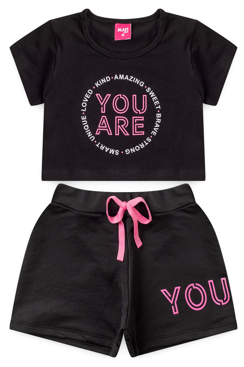 Conjunto Infantil Menina Verão - Mafi Kids Preto