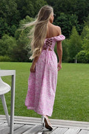 Vestido longo com estampa floral Alison e decote em U