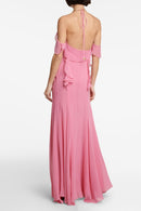 Vestido longo rosa névoa rosa