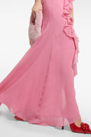 Vestido longo rosa névoa rosa