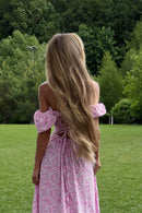 Vestido longo com estampa floral Alison e decote em U