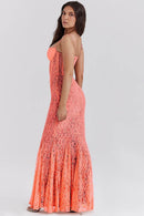 Fresh Orange Maxi Dress with Spaghetti Straps