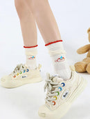 Cartoon Little Red Flower Striped Socks