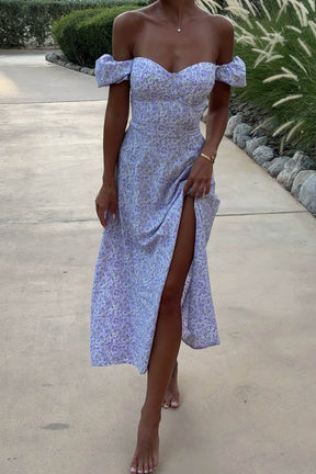 Vestido longo com estampa floral Alison e decote em U