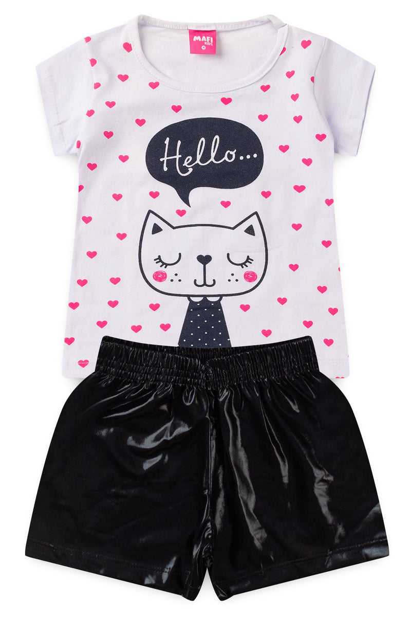 Conjunto Infantil Menina Verão CIRRE  FOIL - Mafi Kids Branco